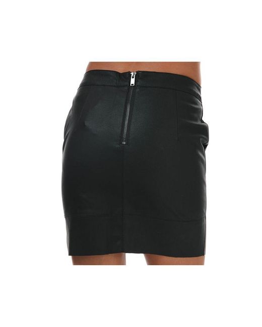 ONLY Black Womenss Base Faux Leather Skirt