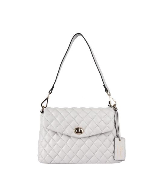 Ashwood Leather White 'Tramonto Toscana' Real Flapover Quilted Bag