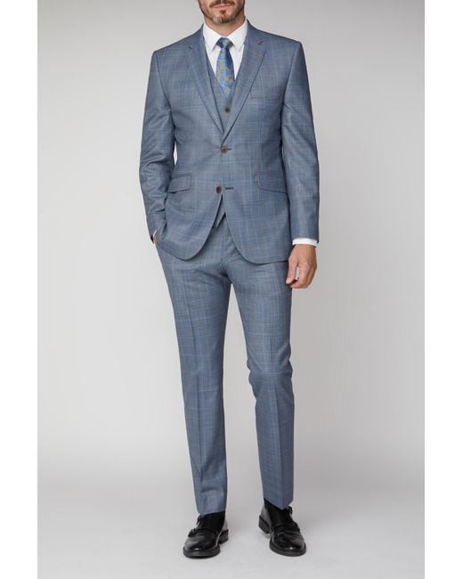Scott Blue Sharkskin With Overcheck Trouser for men