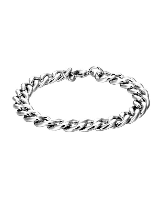 The Jewellery Stockroom Metallic Flat Curb Steel 8 Inch Chain Bracelet for men