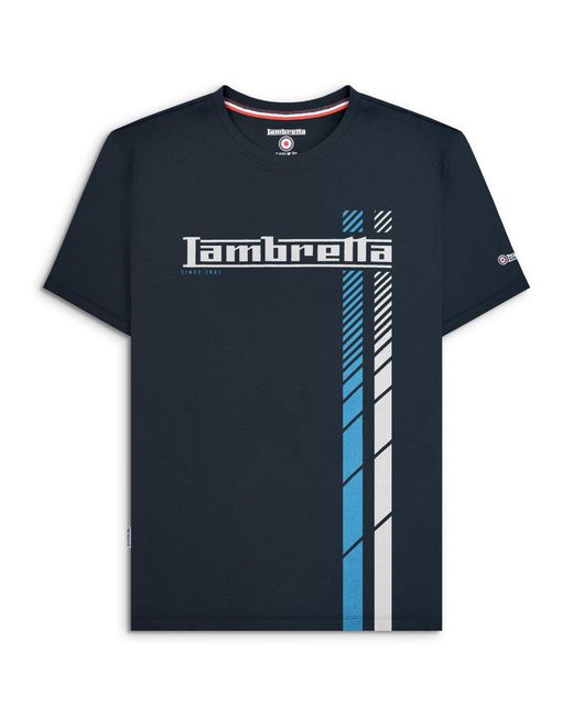 Lambretta Blue T-Shirt Tee Crew Neck Racing Stripe Tee Dress