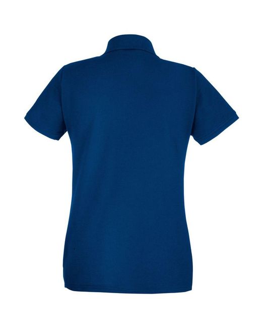 Fruit Of The Loom Blue Ladies Lady-Fit Premium Short Sleeve Polo Shirt