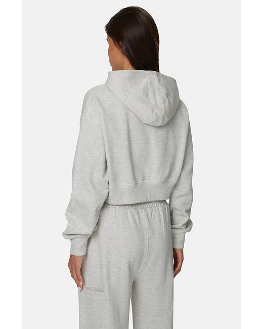 Good For Nothing Gray Cropped Zip Hoodie With Monogram