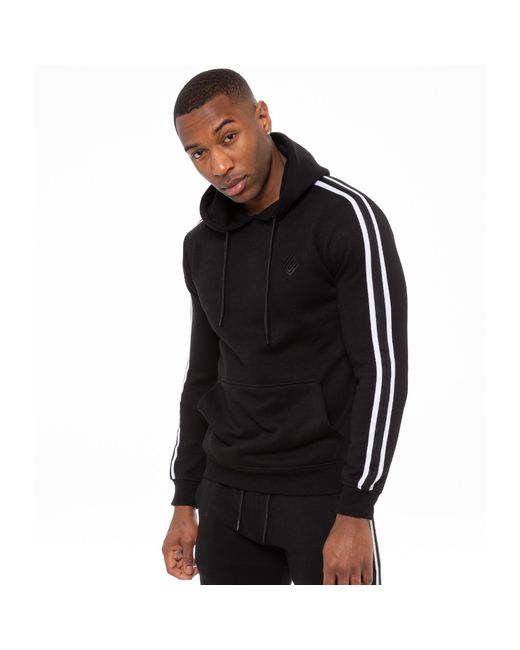 Enzo Black Pullover Striped Hoodie for men