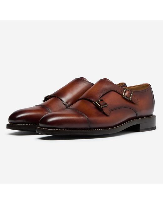 Oliver Sweeney Brown Antiqued Calf Leather Double Monk Shoes for men