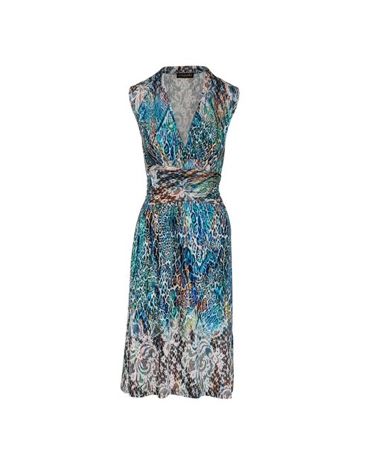 Conquista Blue Empire Line Dress Animal Print