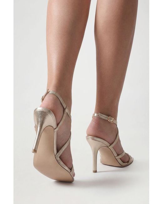 Boohoo Metallic Strappy Cross Over High Heels