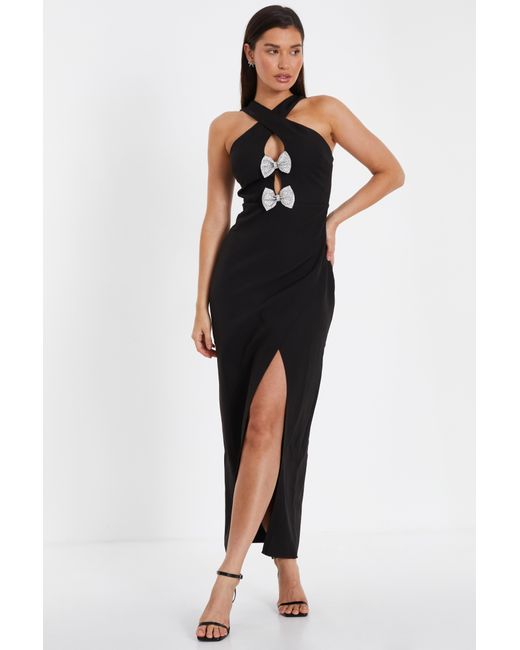 Vuse Go Jamaica Petal and Pup Women's Betina Bow Front Maxi Dress Strapless  Satin Column Maxi Bridesmaid Dress With Oversized Handcrafted Bow In  Cabernet | The Dessy Group