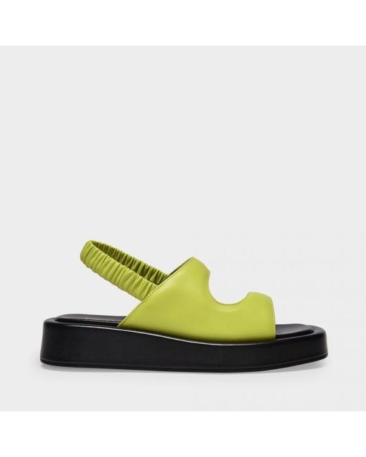 Elleme Gemini Puffy Sandalen In Groen Leer in het Yellow