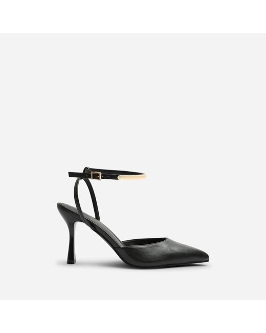 Where's That From Black Wheres Cheyenne Bar Trim Detail Cut Out Court Shoe Heels