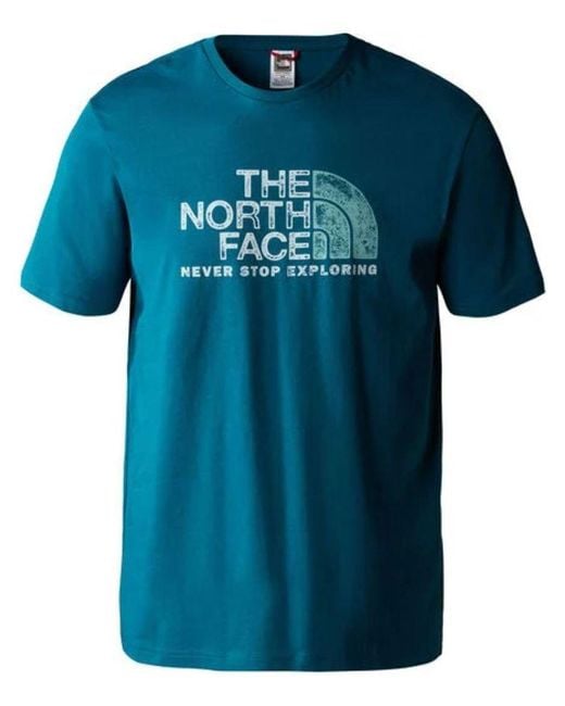 The North Face Short Sleeve T Shirt In Blue Cotton for men