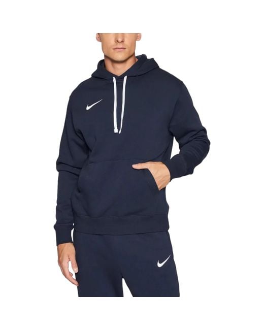 Nike Blue Fleece Hoodie Long Sleeve Swoosh Pullover Soccer Hoody for men