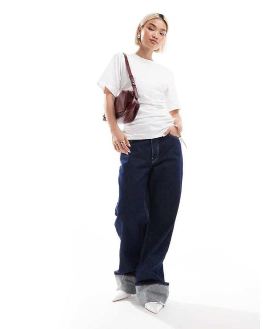French Connection Blue Rallie Ruched Waist Drawstring T-Shirt