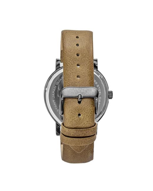 Simplify Metallic The 7000 Leather-Band Watch
