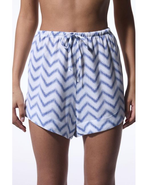 Penti Blue Geometric Woven Mini Shorts