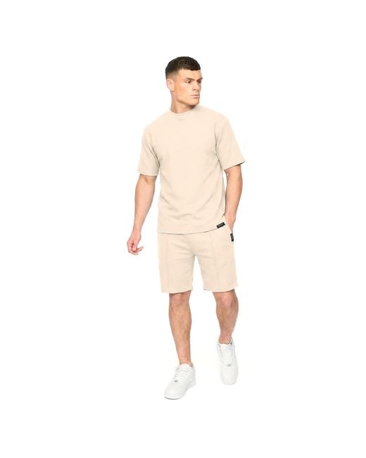 Crosshatch Natural Hartlay T-Shirt & Shorts Set for men