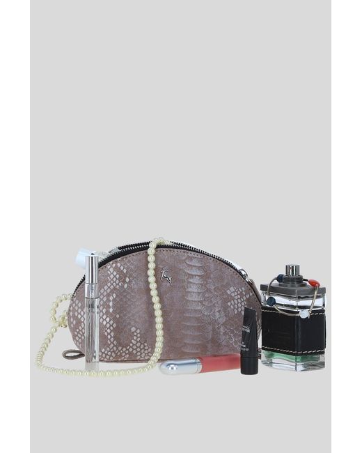 Ashwood Leather Gray 'Philippa' Real Makeup Bag