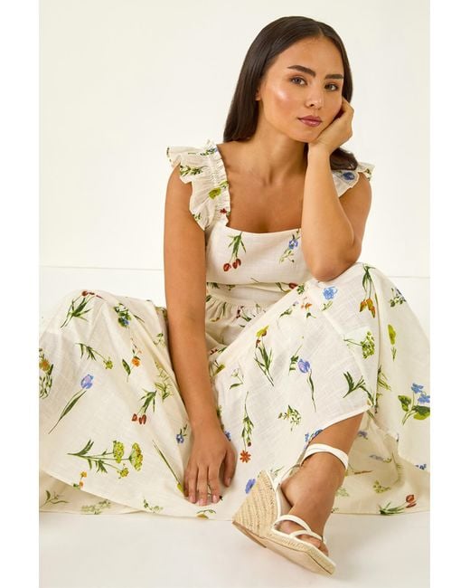 Roman Natural Petite Floral Tiered Maxi Dress