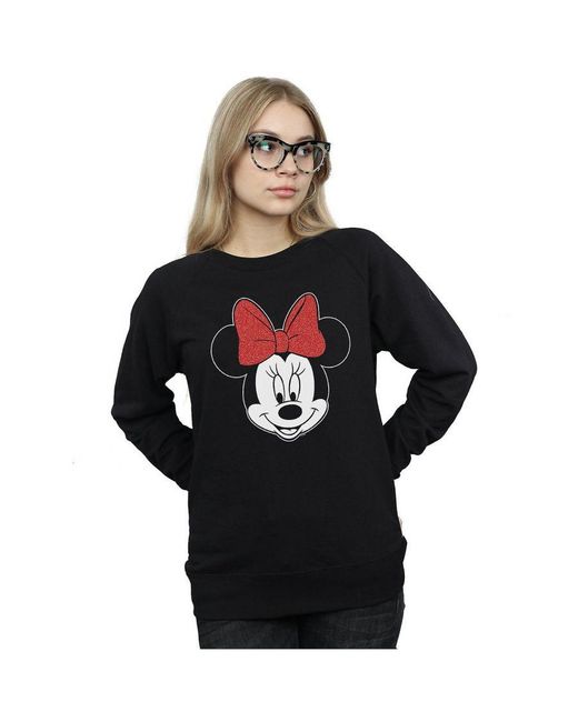 Disney Blue Ladies Minnie Mouse Head Sweatshirt ()