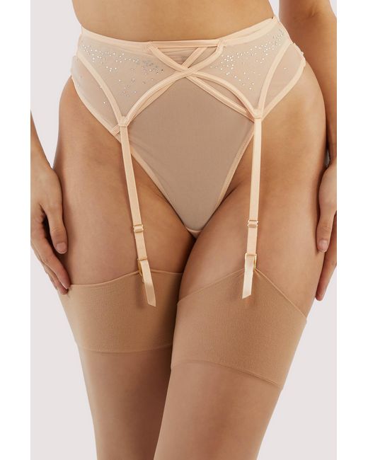 Playful Promises Natural Nola Toffee Diamante Studded Suspender