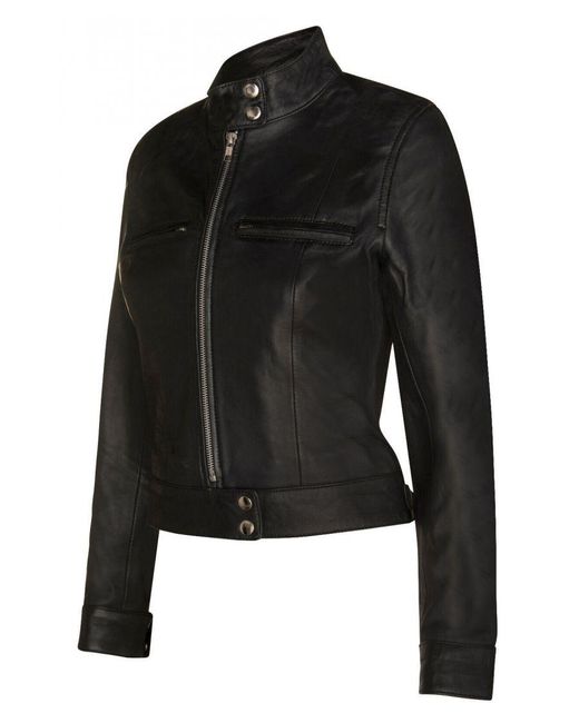 Infinity Leather Black Plain Moto Biker Jacket-Braga