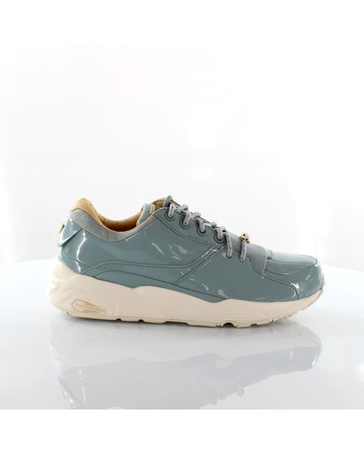 PUMA Blue R698 Patent Nude Leather Lace Up Trainers 362274 02