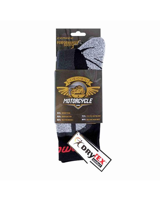 Comodo Black 1 Pack Thick Motorbike Moisture Wicking Dri-Tech Socks for men
