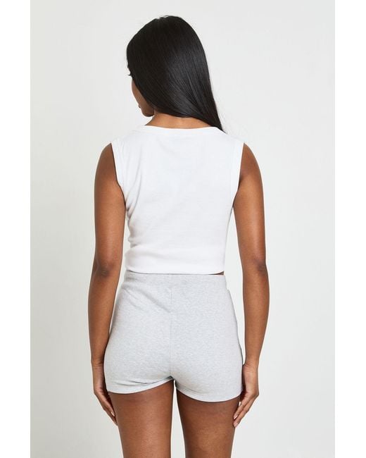 Boohoo White Ribbed Low Rise Mini Short