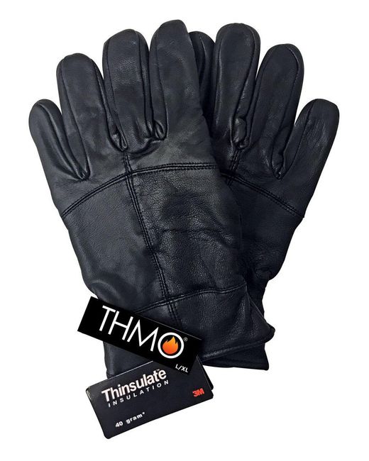 THMO Blue Thinsulate Leather Gloves for men