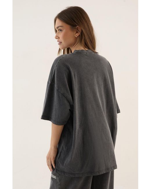 DSGN Studio Black Collegiate Printed Oversized T-Shirt