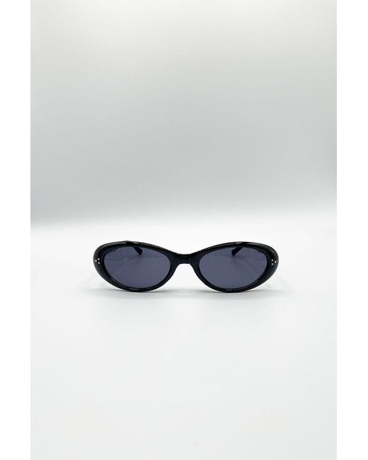 SVNX Black Oval Foldable Sunglasses