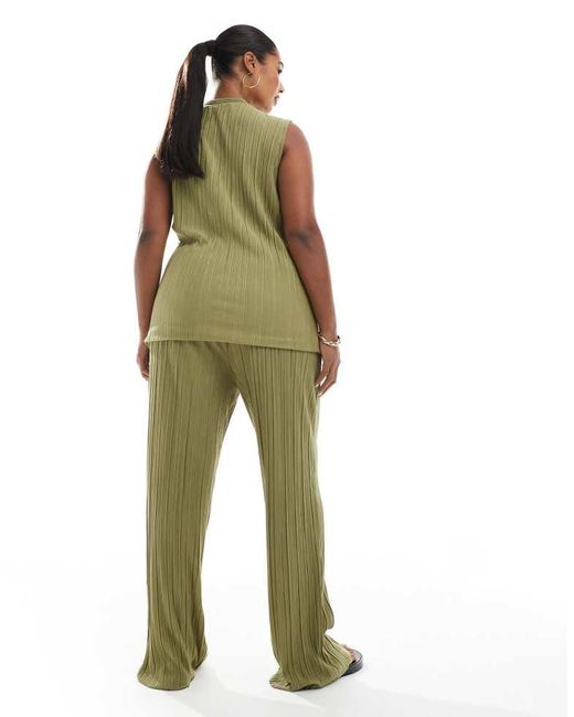 Vero Moda Green Plisse Trouser Co-Ord