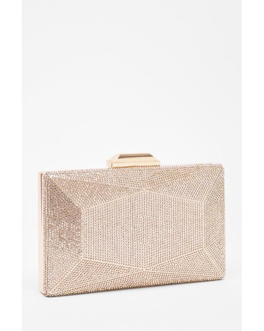 Quiz Natural Diamante Geometric Box Bag