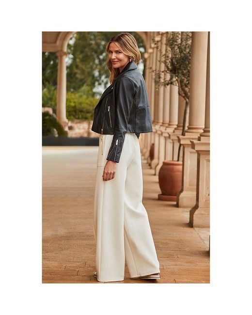 Sosandar Metallic Pocket Detail Utility Leather Biker Jacket