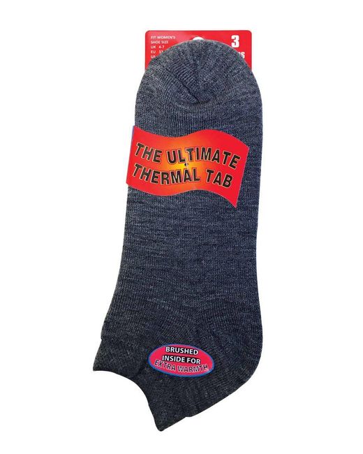 Sock Snob Blue 3 Pairs Ladies Cushioned Coloured Low Cut Ankle Thermal Trainer Socks