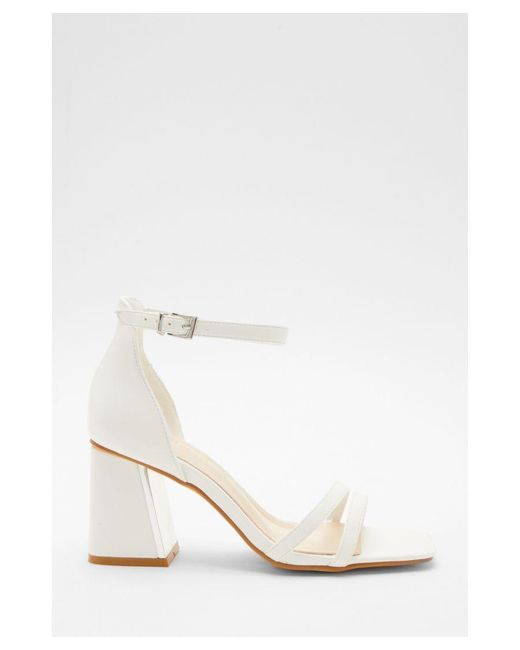 Quiz White Wide Fit Asymmetric Strap Heeled Sandals