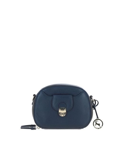 Ashwood Leather Blue Real Compact Crossbody Bag With Adjustable Strap