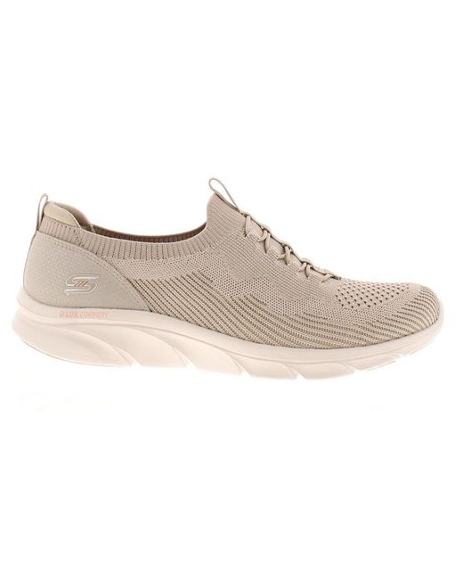 Skechers White Chunky Trainers D'Lux Comfort Bonus Bungee Llce Taupe