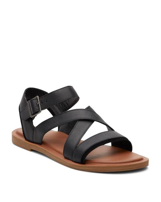 TOMS Black Sloane Strappy Flat Sandal