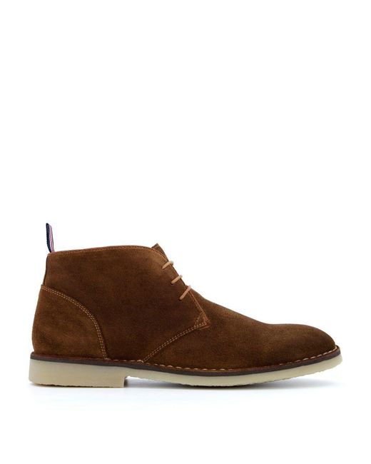 Dune Brown Cash Lace Up Desert Boots Suede for men