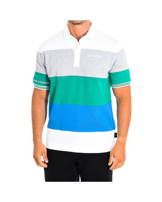 La Martina Blue Short Sleeve Polo Tmp016-Js303 for men