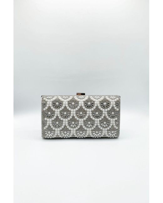 SVNX Natural Vintage Rhinestone Glamour Clutch Bag