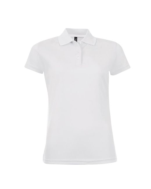 Sol's White Ladies Performer Short Sleeve Pique Polo Shirt