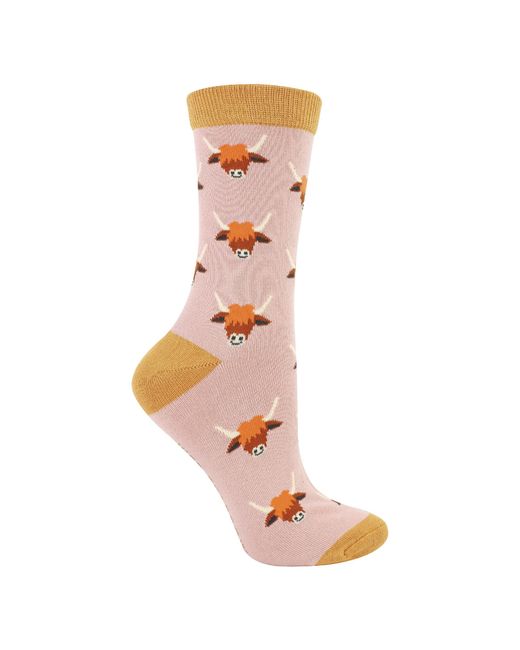 Miss Sparrow Pink 1 Pack Ladies Novelty Animal Patterned Bamboo Socks