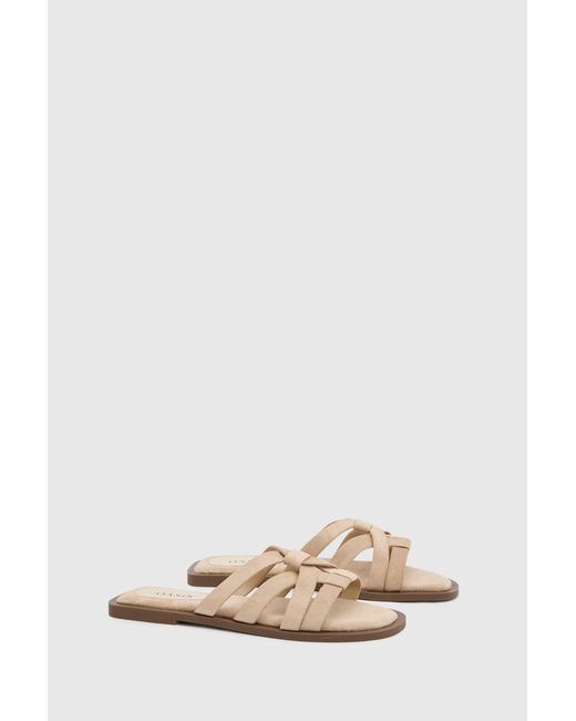 Oasis Pink Michelle Faux Suede Caged Slip-On Flat Sandals
