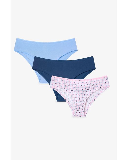 Penti Blue 3-Pack Floral Cotton Hipster Panties