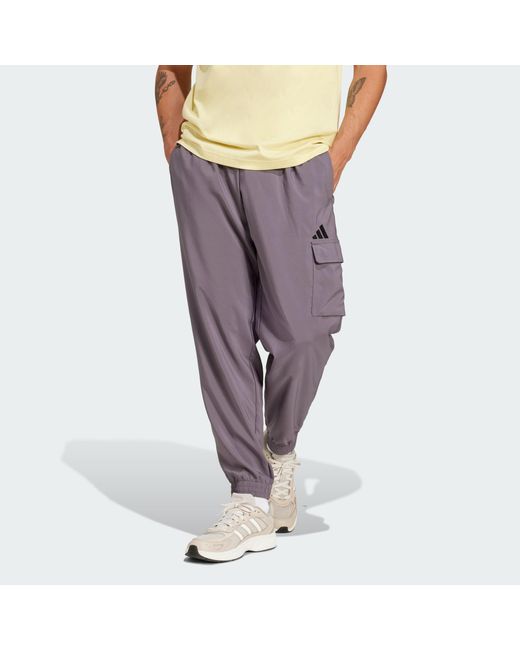 Adidas Gray Essentials Small Logo Cargo Pants for men