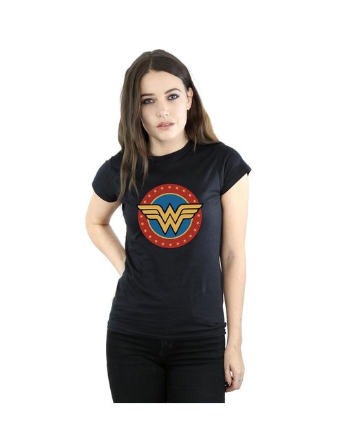 Dc Comics Black Ladies Wonder Circle Logo Cotton T-Shirt