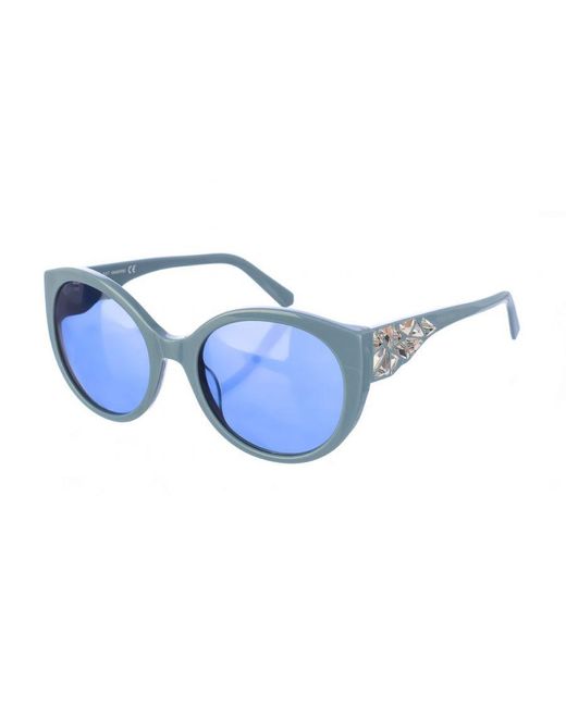 Swarovski Blue Acetate Sunglasses With Round Shape Sk0174S