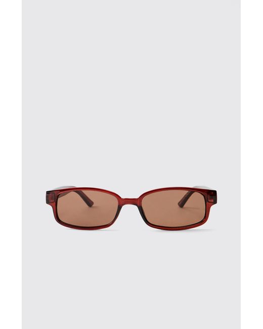 BoohooMAN White Rectangular Sunglasses for men